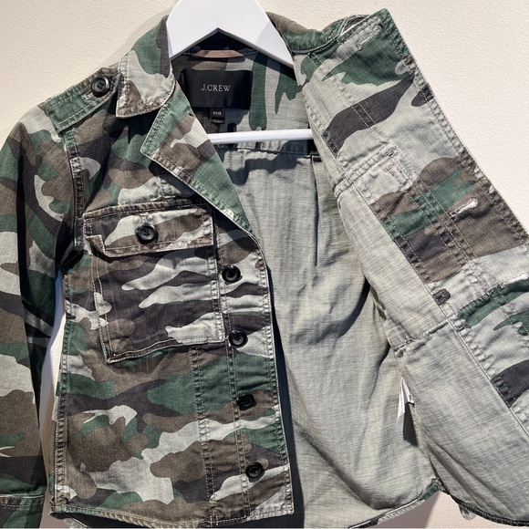 J CREW Camouflage Utility Jacket PXXS Camo Green - Picture 7 of 8